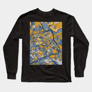 Kitchener Map Pattern in Blue & Gold Long Sleeve T-Shirt